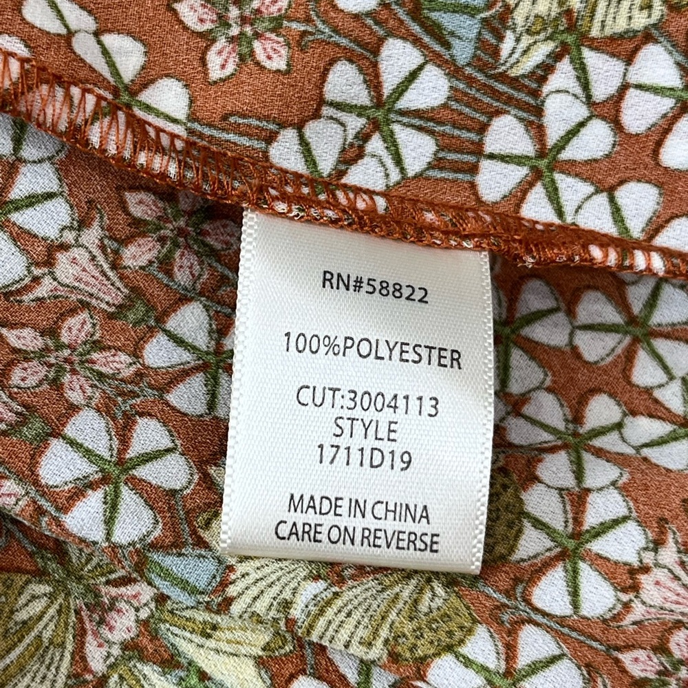 Max Studio Floral Faux Wrap Midi Skirt XL Ruffle High Low Hem Side Tie NWT - Picture 10 of 10